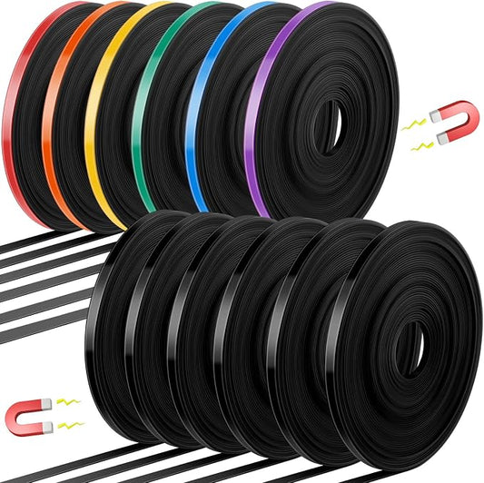 12 Rolls Magnetic Tape Roll Thin Strips, 1/4 Inch x 33 Feet Magnetic Board by Tellegloww