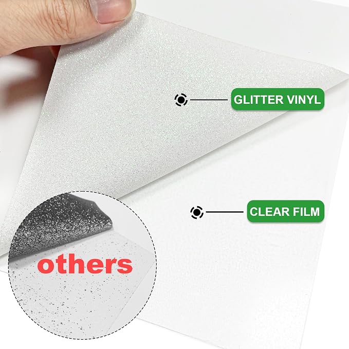White Glitter HTV Heat Transfer Vinyl Rolls- 10" x 8ft. Glitter HTV White - Image 3