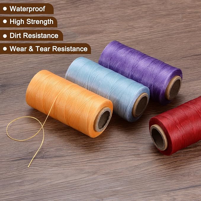 uxcell Leather Sewing Waxed Thread, 284 Yards / 260m 0.8mm 150D Flat Polyester - Image 4