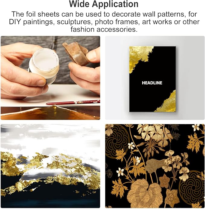 MECCANIXITY Gold Leaf Foil Sheet, Peach Purple Leaf Papers, 3.3 x 3.1inch - Image 5