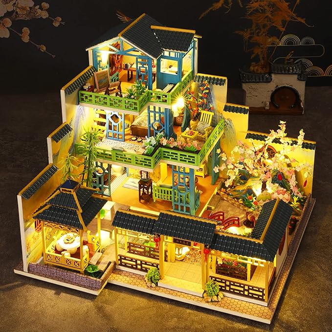 Spilay Dollhouse DIY Miniature Wooden Furniture Kit, Mini Handmade Big Castle - Image 2