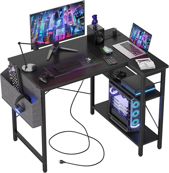 TIQLAB Small L Shaped Computer Gaming Corner Desk by TIQLAB