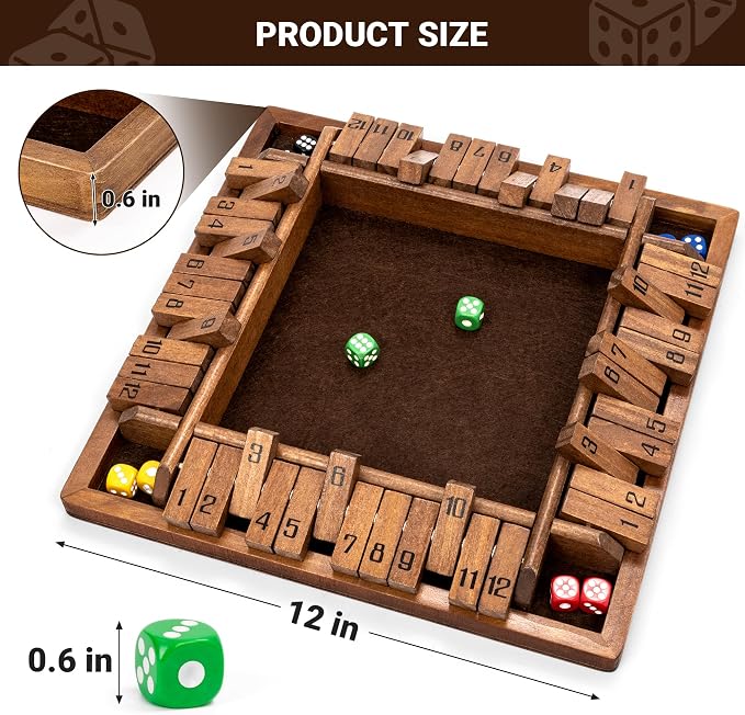 ropoda Shut The Box Game, Upgraded 12 Numbers Wooden Board Games - Image 5