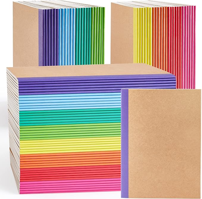 feela 96 Pack Composition Notebooks Bulk, Kraft Cover Lined Blank College Ruled by feela
