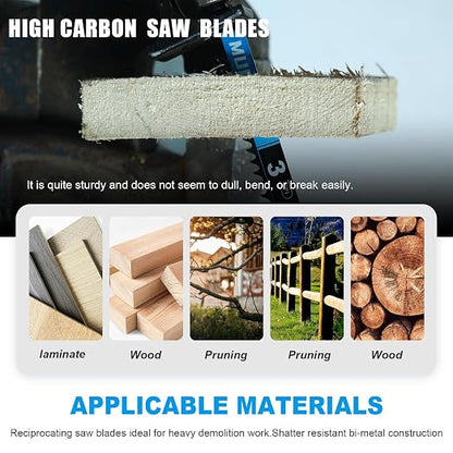 1 Pack 6 inch Reciprocating Saw Blades Set， 3 TPI High Carbon Saw Blades - Image 6
