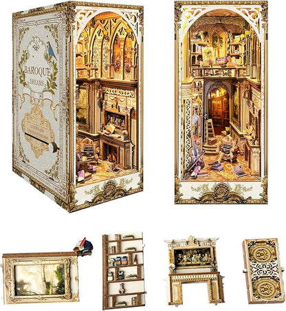Book Nook Kit, DIY Miniature Dollhouse Kit Book Nook, 3D Wooden Puzzle Bookends - Image 5