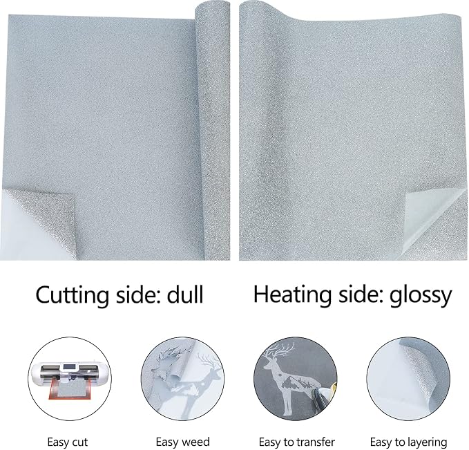 guangyintong Glitter Silver Heat Transfer Vinyl HTV Rolls - Image 5