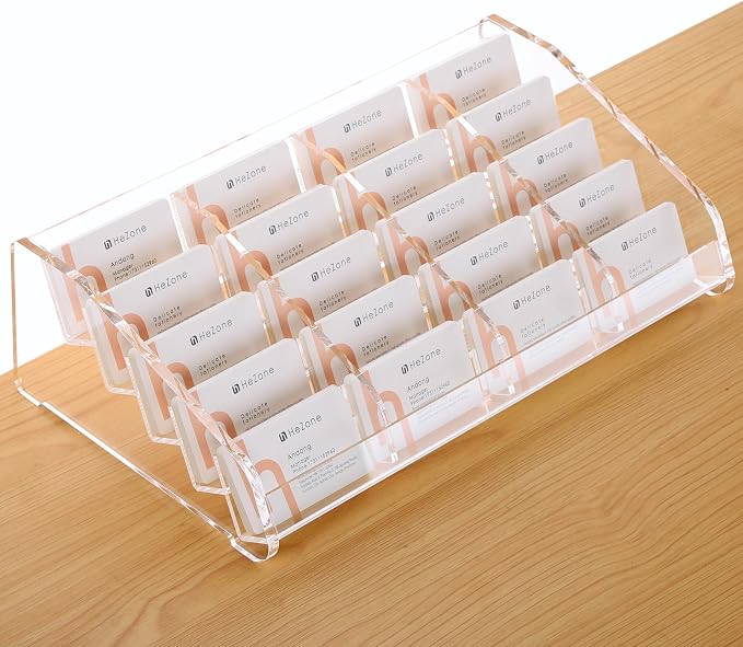 Business Card Holder for Desk, Acrylic Business Card Stand Display Holder by HeZone