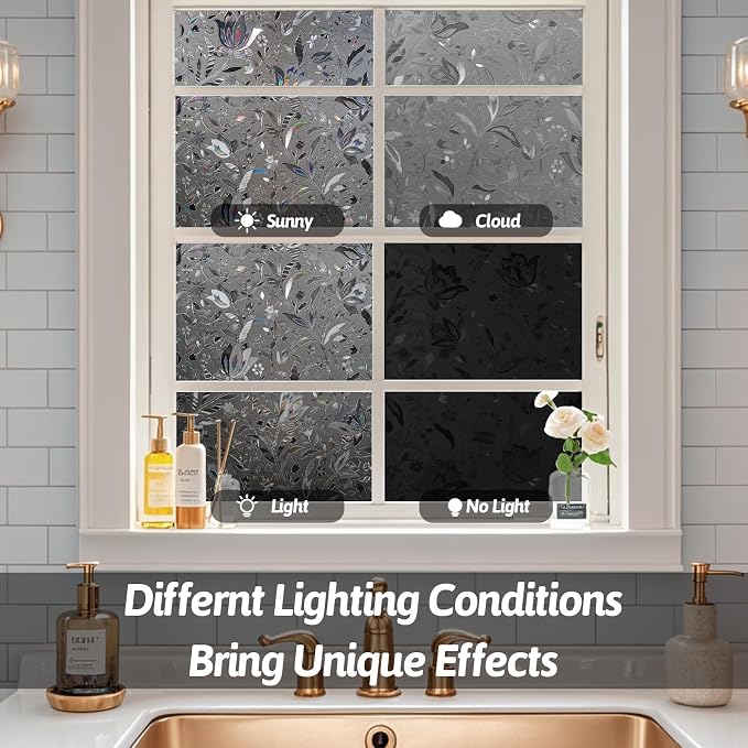 NINETREX Window Privacy Film, Decorative Window Film Frosted, Stained Glass - Image 6