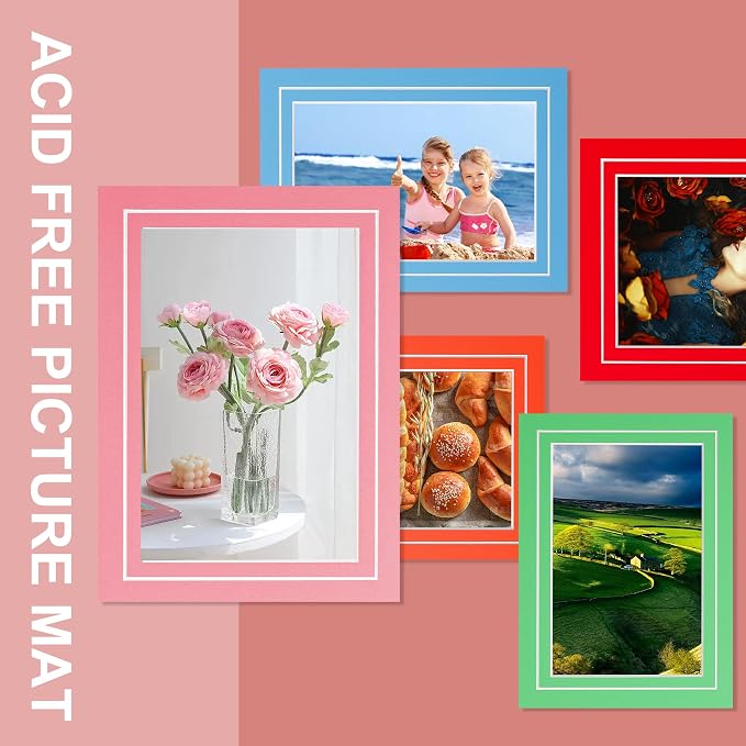 HOTUO 10 Pack 5x7 Colorful Picture Mats, 4 Ply Thickness Frame Mattes - Image 5