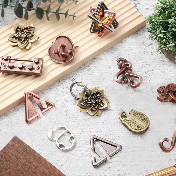 Wettarn 9 Pcs Metal Brain Teaser Puzzles Teaser 3D Steel Puzzle - Image 5
