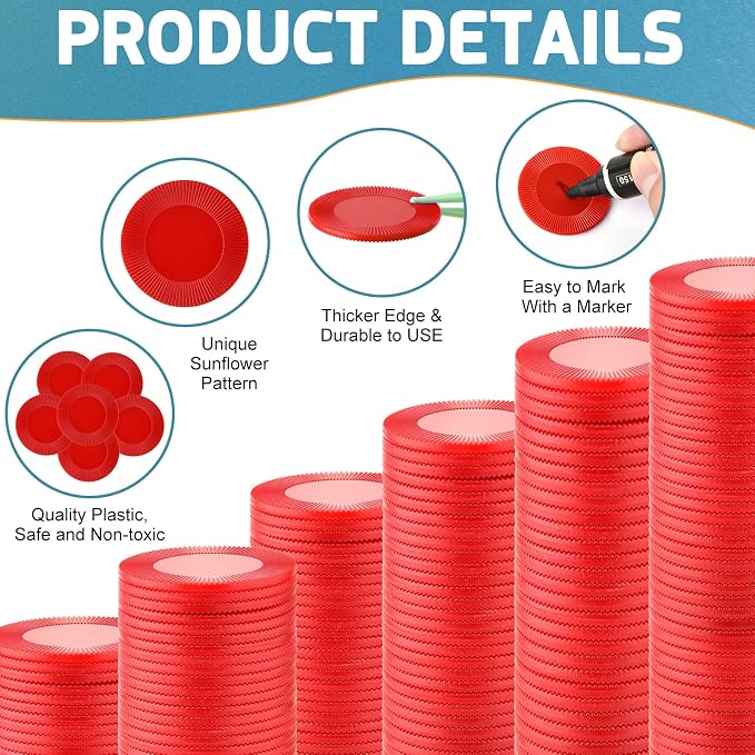 Coopay 1000 Pieces Plastic Poker Chips, Bingo Chips Bulk Learning Counters - Image 3