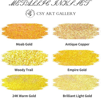 CSY art gallery Metallic Acrylic Paint Ink-Water Resistant Drawing Inks Set-24K - Image 3