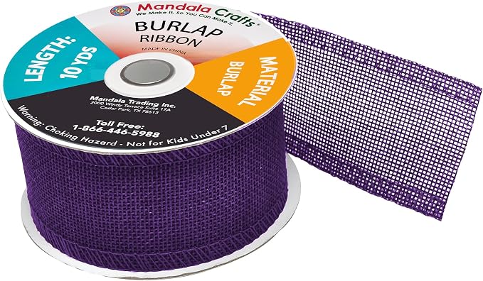 Mandala Crafts Purple Burlap Ribbon 2 Inches Wide Jute Ribbons - Image 4