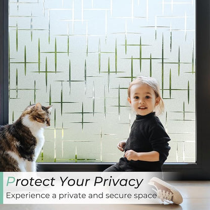 DOWELL Window Privacy Film Frosted Glass Window Film, Sun Blocking Non-Adhesive - Image 2
