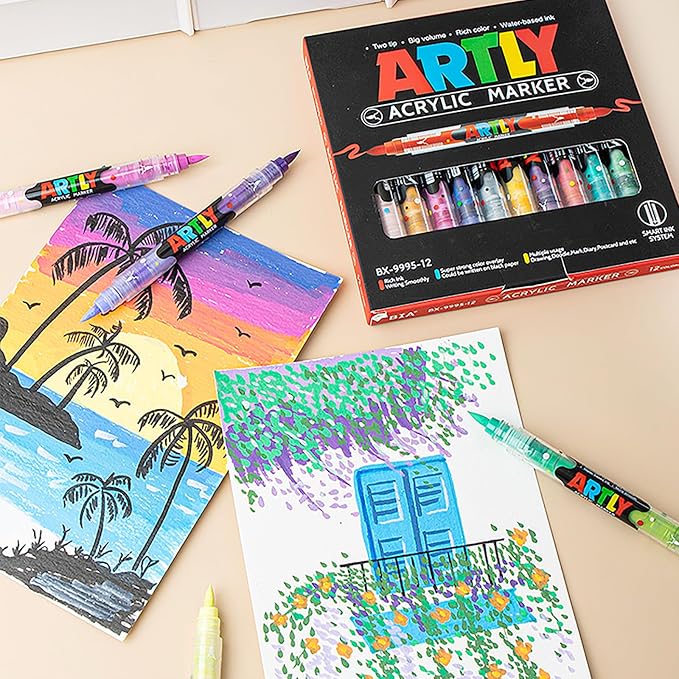 24 Colors Paint Markers, Dual-Color Acrylic Pens - Image 5