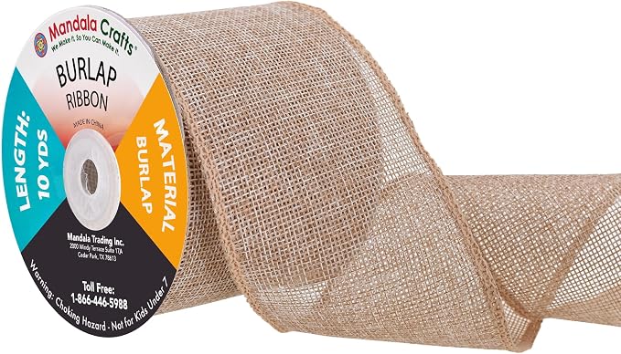 Mandala Crafts Natural Burlap Ribbon 3 Inches Wide Jute Ribbons by MandalaCrafts