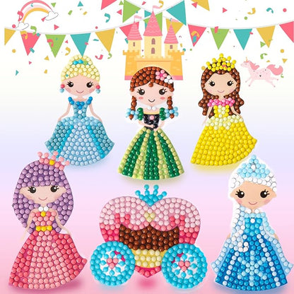Cymbana Diamond Painting Kits for Kids 18 Pcs Princess and Their Buddy Gem Art - Image 3