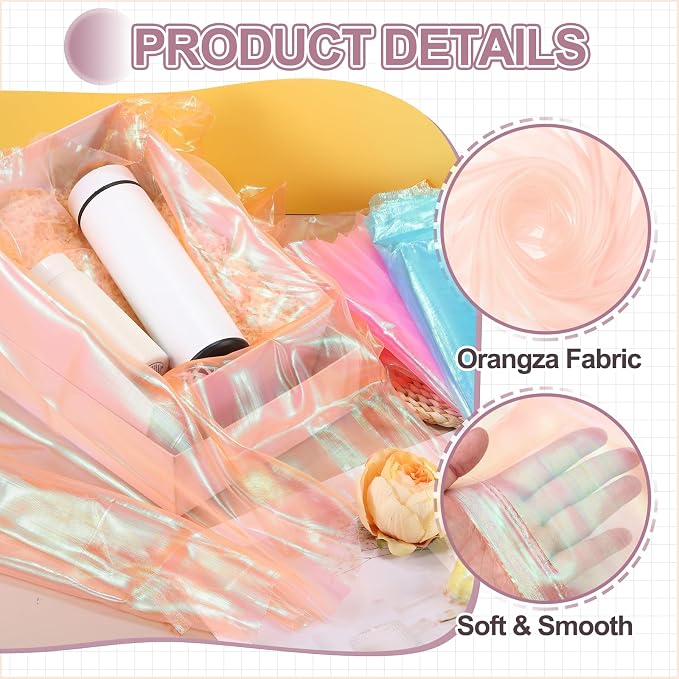 MECCANIXITY Iridescent Sheer Organza Fabric, 2 Yards x 59 Inches Solid Laser - Image 3