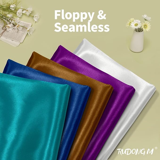 RUDONG M Teal Satin Fabric by The Yard, 5 Yard x 60 Inch Wide Silky Charmeuse - Image 2