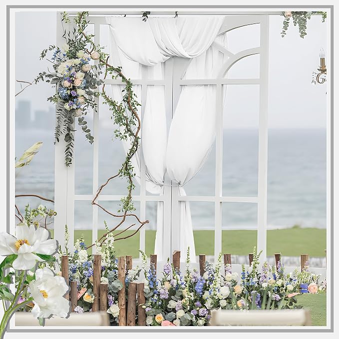 Horbaunal White Chiffon Fabric by The Yard, 10 Yard Continuous Sheer Fabric 59" - Image 6