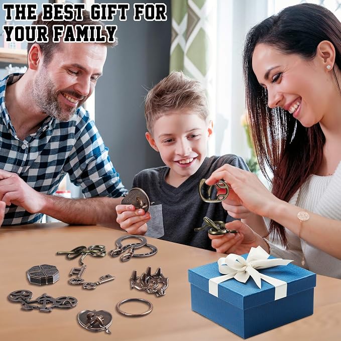 Wettarn 9 Pcs Metal Brain Teaser Puzzles Teaser 3D Steel Puzzle - Image 5