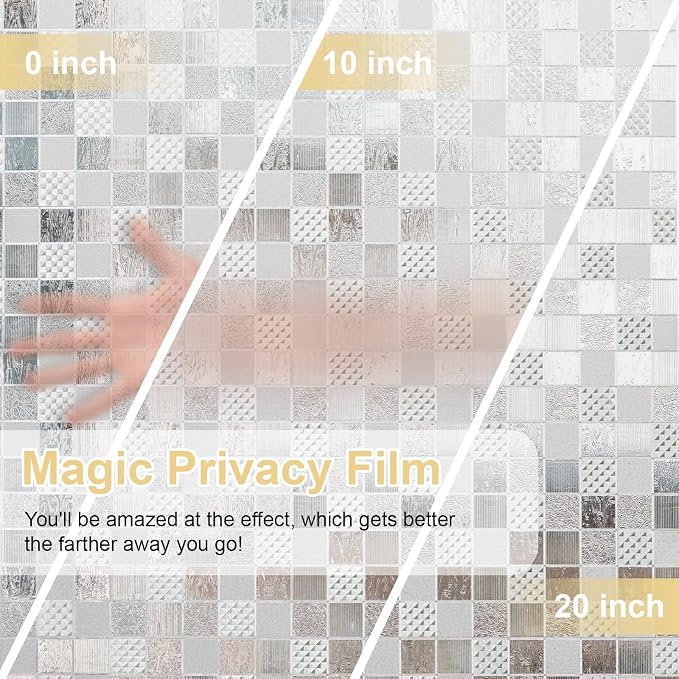 Window Privacy Film Decorative for Front Door, Bathroom Static Cling Stained - Image 2