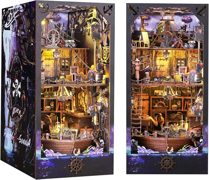 DIY Book Nook Kit Booknooks Bookshelf Insert Decor Miniature House Kits by Spobot