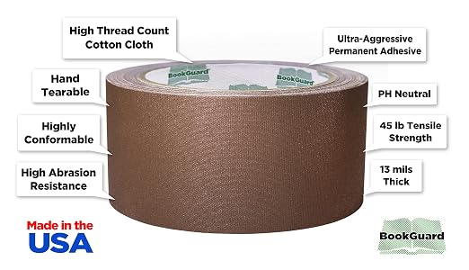 BookGuard 2 inch Premium Bookbinding Repair Cloth Tape, 15 Yard Roll Tan - Image 2