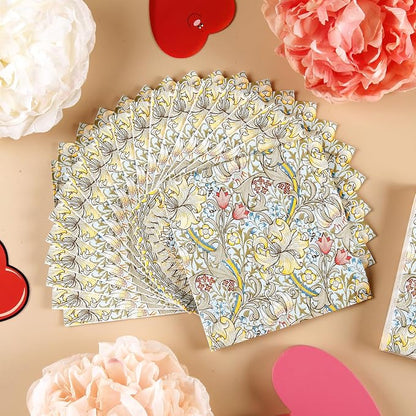 Quera 50 Pack William Morris Cocktail Napkins Golden Lily White Paper Napkins - Image 3