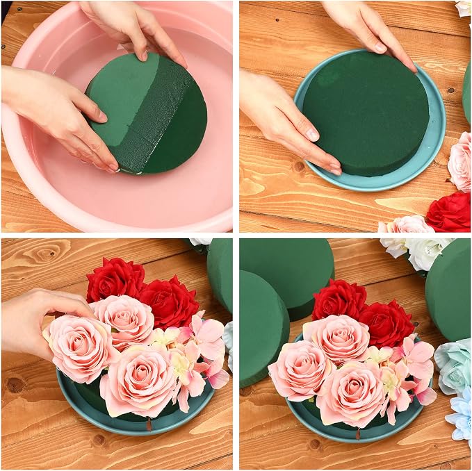12 Pieces Round Floral Foam Wet Green Flower Foam DIY Flower Arrangement Kit - Image 3
