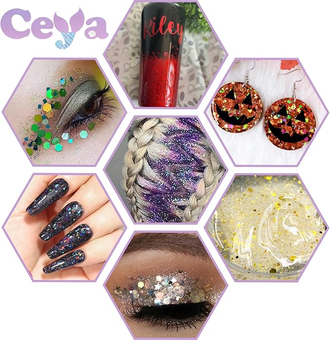 Ceya Holographic Chunky Glitter, 1 LB/ 16OZ Laser Green Bulk Craft Glitter - Image 5