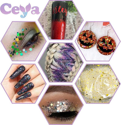 Ceya Holographic Chunky Glitter, 1 LB/ 16OZ Laser Red Bulk Craft Glitter Mixed - Image 5