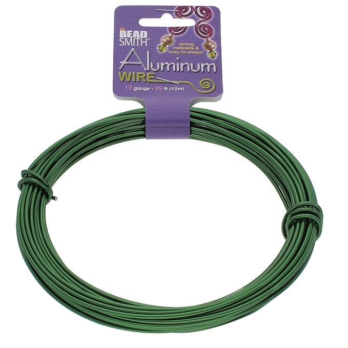 The Beadsmith Anodized Aluminum Wire – 12 Gauge – 39 feet – Kelly Green Color – by TheBeadsmith