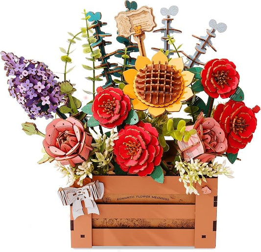 3D Wooden Flower Puzzle for Adults-Wooden Bloom Box, DIY Craft Model Kit by Wowood