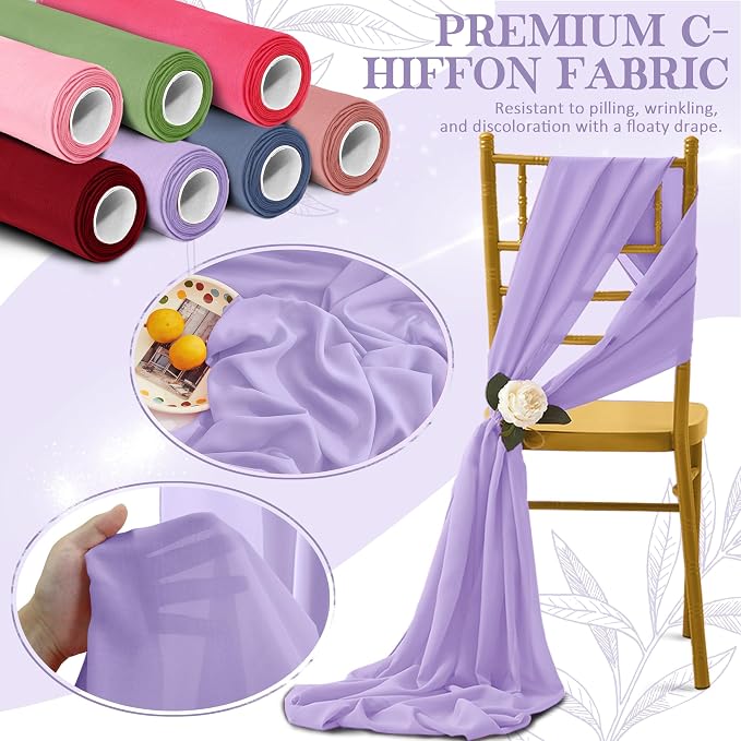 Horbaunal Lavender Chiffon Fabric by The Yard, 5 Yard Continuous Sheer Fabric - Image 5