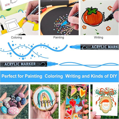 100 Colors Waterproof Dual Tip Acrylic Paint Pens, Dot & Fine Tip Premium - Image 6
