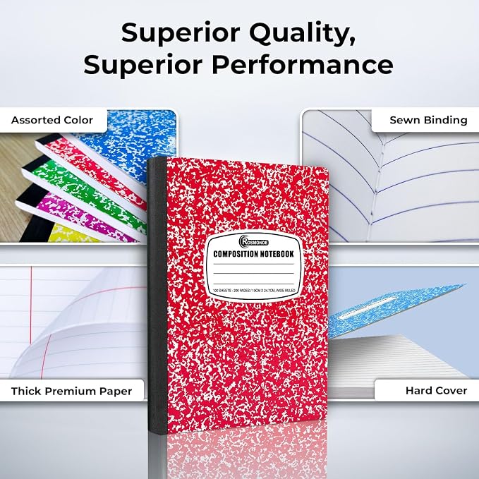 Rosmonde 5000 Pack Composition Notebooks Bulk, Wide Ruled, 200 Pages, 9-3/4 x - Image 2