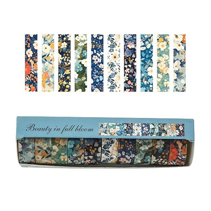 10 Rolls Blooming Flowers Washi Tape Set Floral Arts Adhesive Tapes Colorful - Image 3