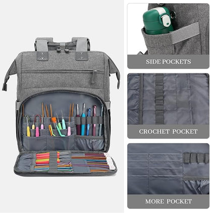 Knitting Bag Backpack Yarn Storage Organizer Travel Bag - Image 5