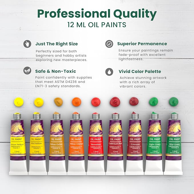 MyArtscape Oil Paint Set - 12ml x 24 Tubes - Lightfast - Heavy Body - Oil-based - Image 5