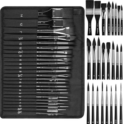 Nicpro 24pcs Watercolor Brushes Professional, Soft Synthetic Squirrel Hair by Nicpro