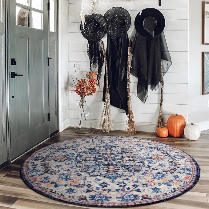 Lahome Round Rug 4ft, Washable Bathroom Rug Non Slip Entryway Circle Mat - Image 5
