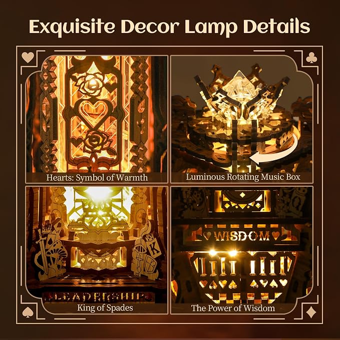 LED 3D Wood Puzzle Poker World Projector Lamp – DIY Craft Kit - Image 3