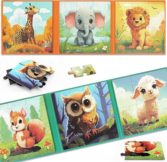 Puzzles for Kids Ages 3-5 2PK-72PCS-6 Animal Themes Magnetic Puzzles for Kids by Unknown