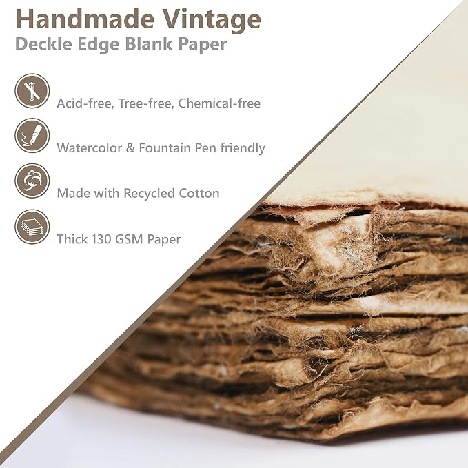 Wanderings Handmade Antique Deckle Edge Blank Cards - Image 7