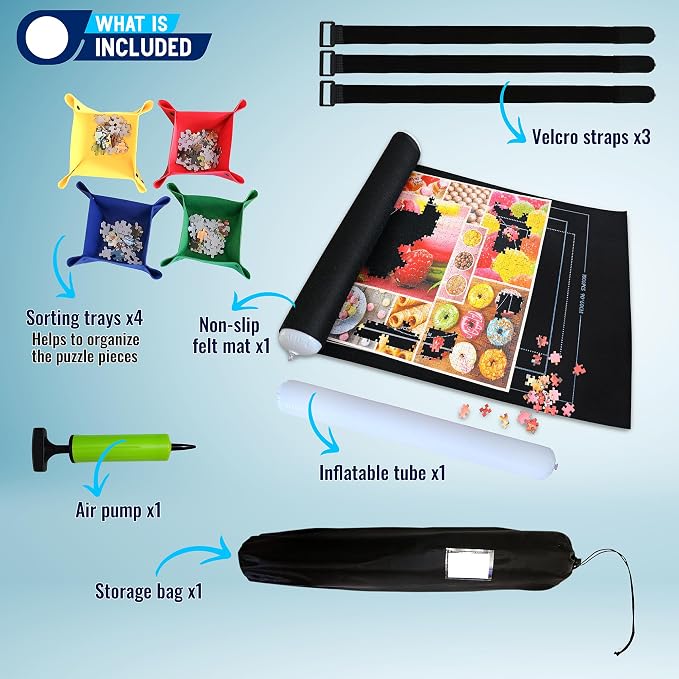 Black 1500 Pieces Jigsaw Puzzle Mat Roll Up | Unique Design, Portable Puzzle - Image 3