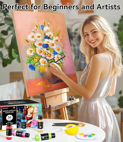 52 PCS Classic & Pastel & Glow in the Dark Acrylic Paint Set - Image 6