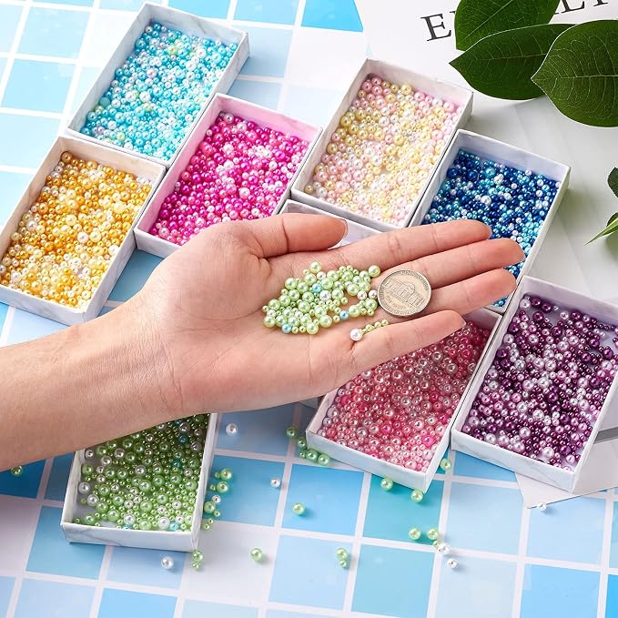 3300pcs Resin Beads Resin Bubble Beads No Hole Imitation Pearls Loose Beads - Image 4