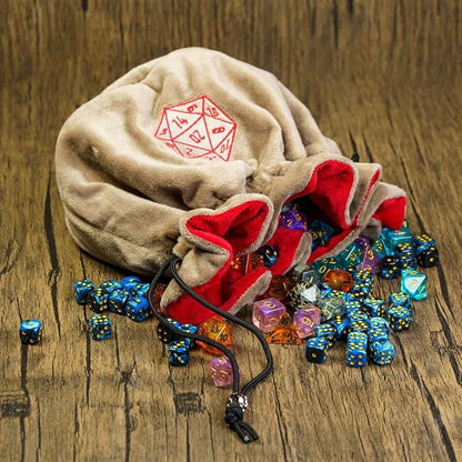 Large Dice Bags D&D with Pockets Khaki Storage Bag D20 Logo - Image 7